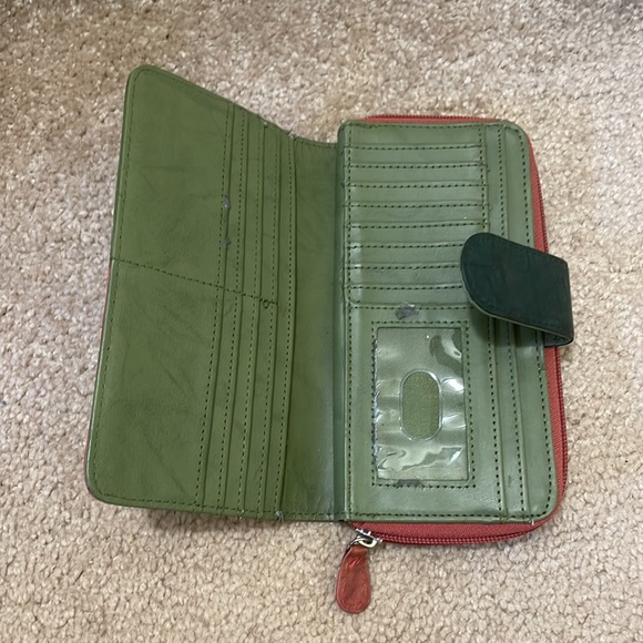 Genuine Leather Two Tone Large Wallet Clutch With Multiple Pockets Wallet - Picture 5 of 11